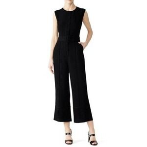 Derek Lam 10 Crosby Black Sleeveless Button Down Wide Leg Jumpsuit Cutout Back 0